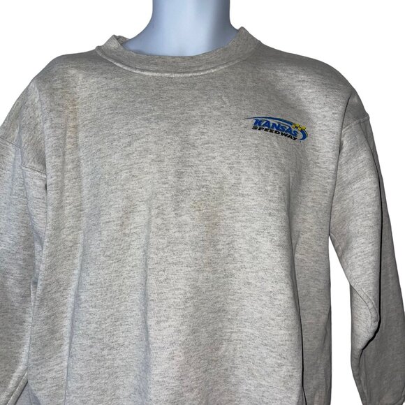 Rare Vintage ISC Kansas Speedway Sweeatshirt Mens L Made USA Well Worn Gray - Picture 3 of 11